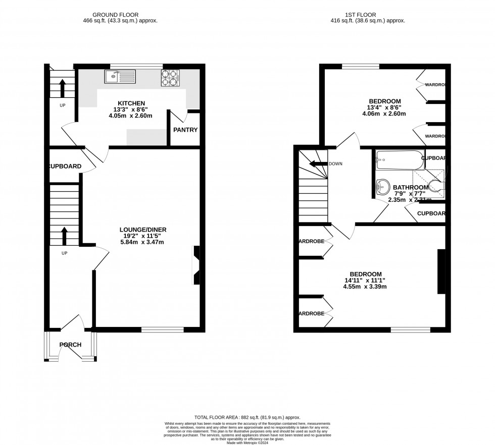 Floorplan for Ross Road, Abergavenny, Monmouthshire