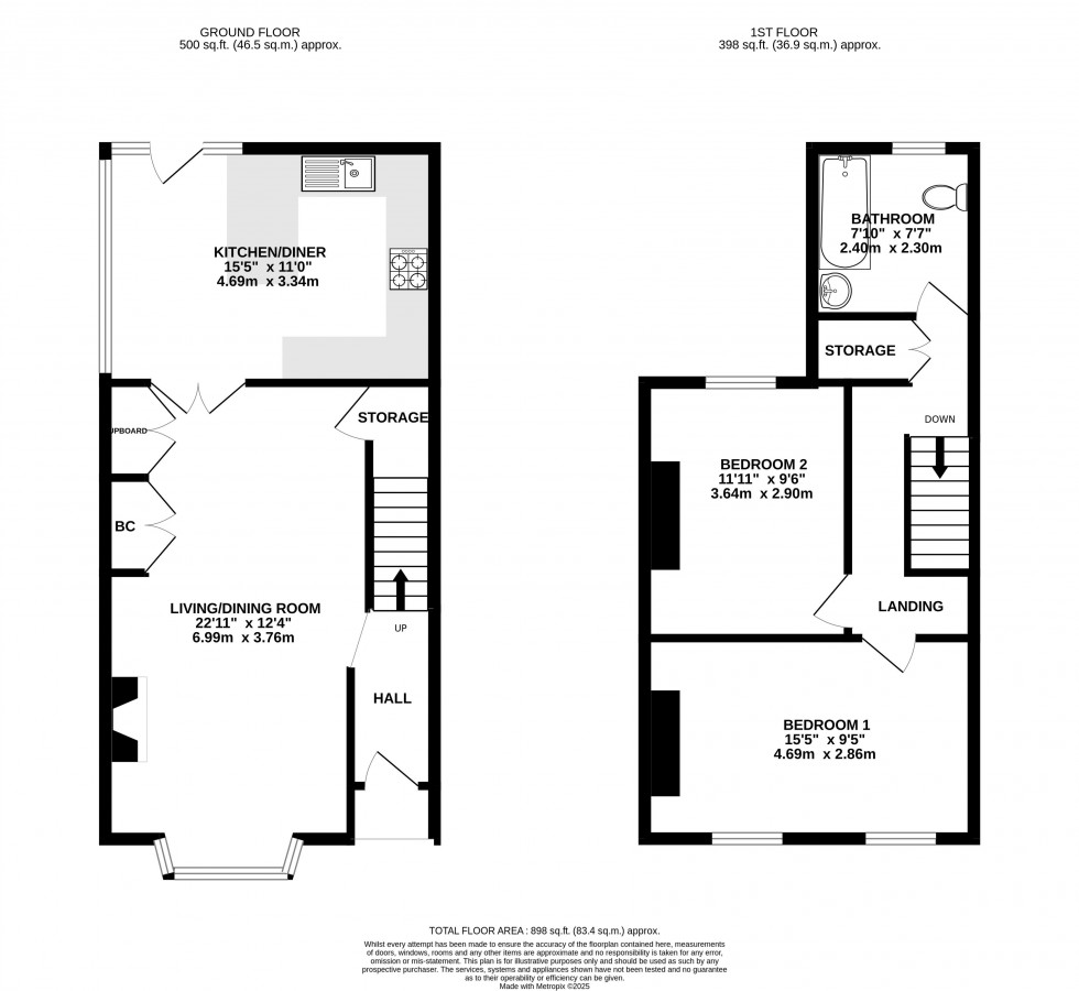 Floorplan for Grosvenor Road, Abergavenny, Monmouthshire
