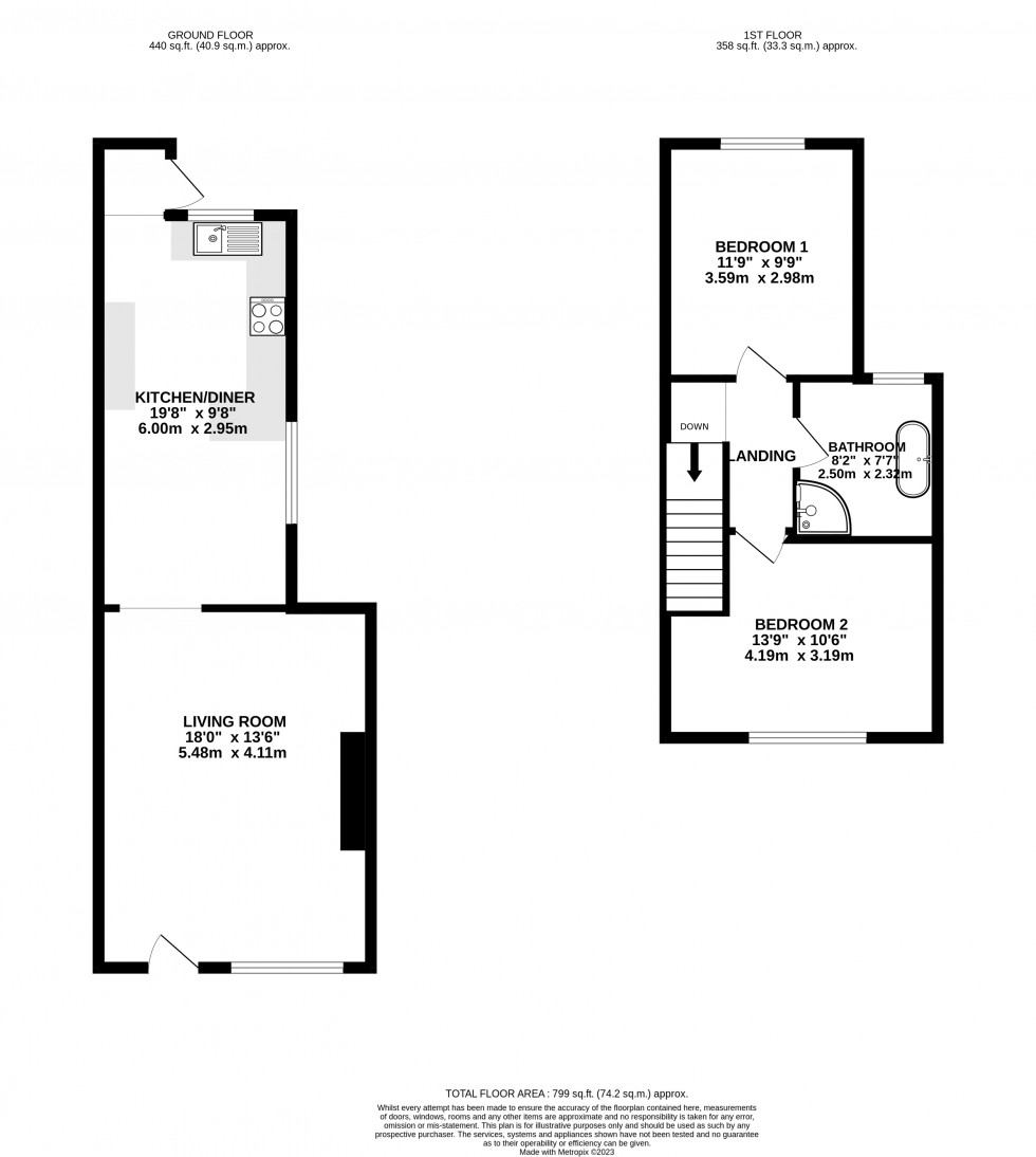 Floorplan for St Davids Street, Brecon, Powys