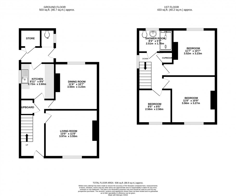 Floorplan for Park Close, Abergavenny, Monmouthshire