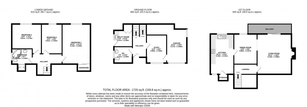 Floorplan for Oakfield Drive, Crickhowell, Powys