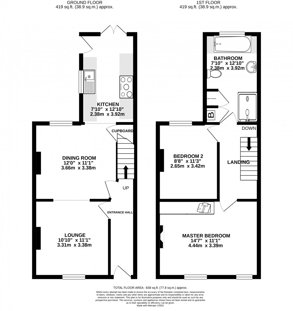 Floorplan for Union Road East, Abergavenny, Monmouthshire