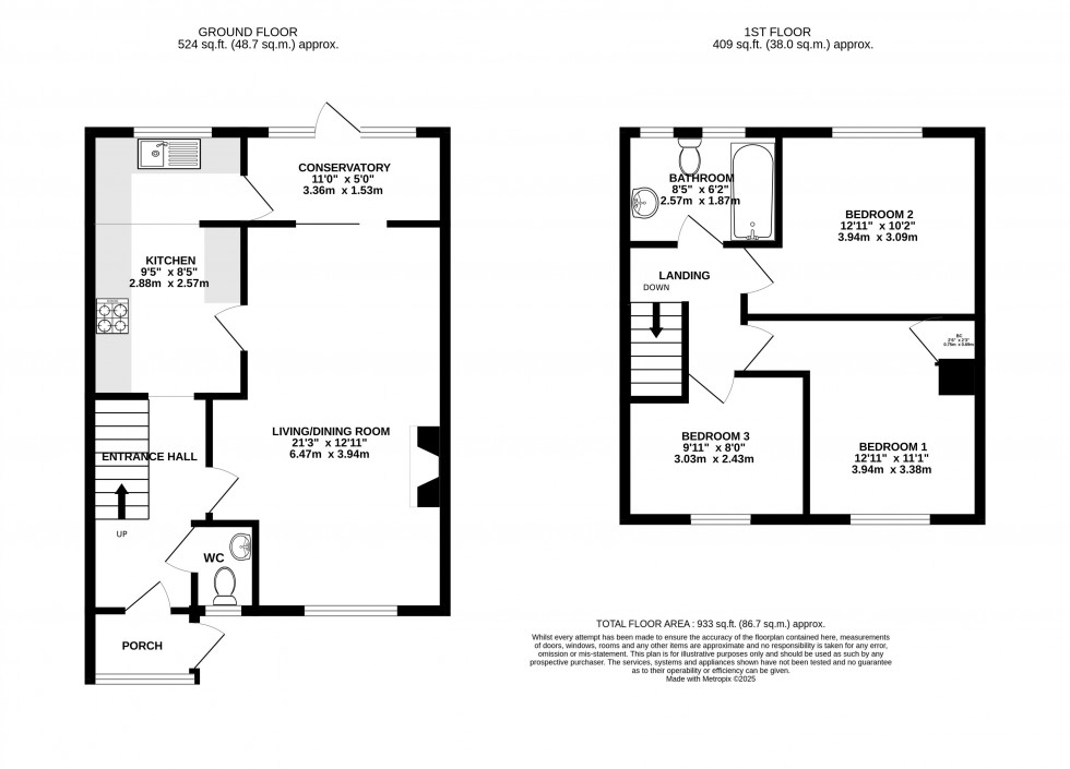 Floorplan for St Davids Road, Abergavenny, Monmouthshire