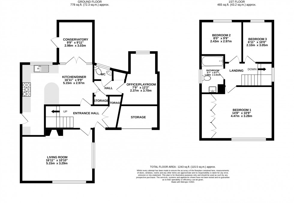 Floorplan for Gilwern, Abergavenny, Monmouthshire