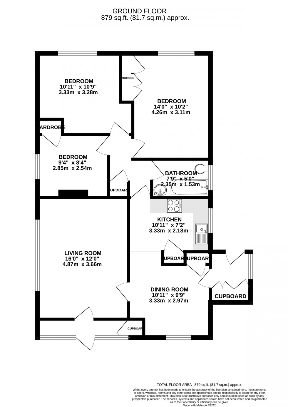 Floorplan for Pendre Close, Brecon, Powys